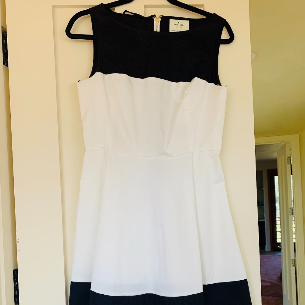 Kate Spade Black & White Cotton Stretch Dress sz 8